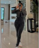 Two piece set of acid washed and color stir fried used jumpsuit