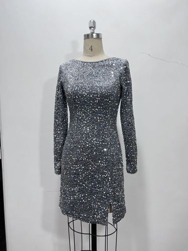 Backless sequined dress