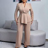 Ruffle top wide leg pants set