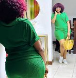 Large solid color short sleeved set