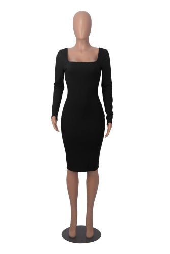 Slim fit square neck one-piece tight short skirt
