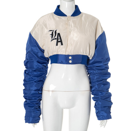 Embroidered jacket with slim fit and warm stitching, stacked sleeves, jacket top