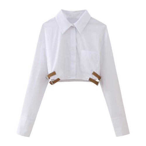 White collar short shirt