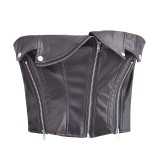 Imitation leather zipper strapless