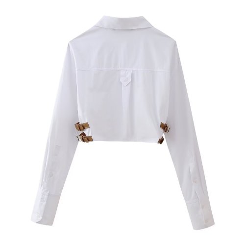 White collar short shirt