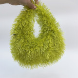 Tassel plush hand-held small round plush bag