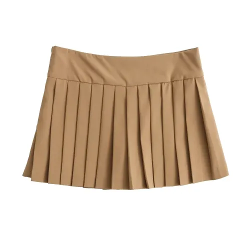 Pleated high waisted short skirt pants