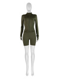 Sports tight fitting long sleeved shorts two-piece set