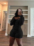 Sports tight fitting long sleeved shorts two-piece set