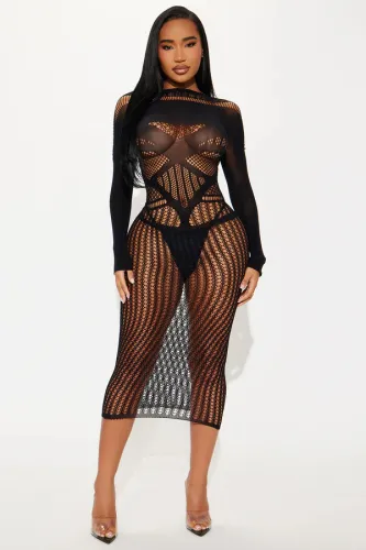 Fun hollowed out perspective mesh dress, high elasticity dress, short skirt