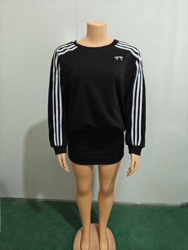 Black hoodie short skirt set, half skirt two-piece set