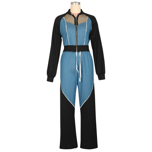 Cowboy patchwork sports hoodie set jacket two-piece set