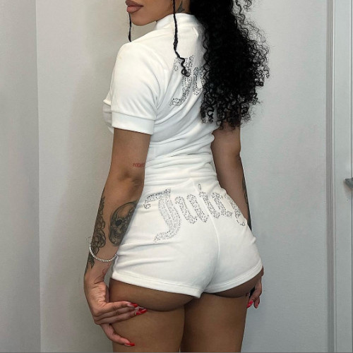 Diamond hot short sleeved shorts set