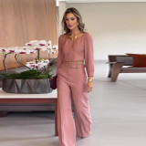 Retro square neck short top commuting pants set
