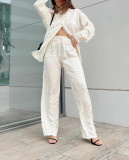 Long sleeved loose leopard print two-piece set
