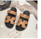 One word Velcro Color blocked Flat Low Slippers