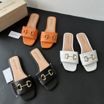 One size large women's sandals with metal buckle for women