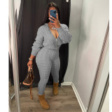 Zipper Knitted Sweater Set Two Piece Set CN0204