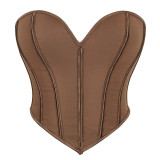 Matte patterned strapless top T8463