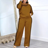 High collar pullover pocket hoodie two-piece set