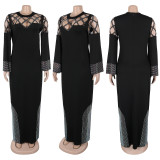 Burnt flower hot diamond hollow loose slit dress