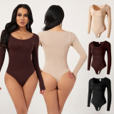Long sleeved waist cinching, seamless compression, hip lifting, tight fitting base, waist cinching garment