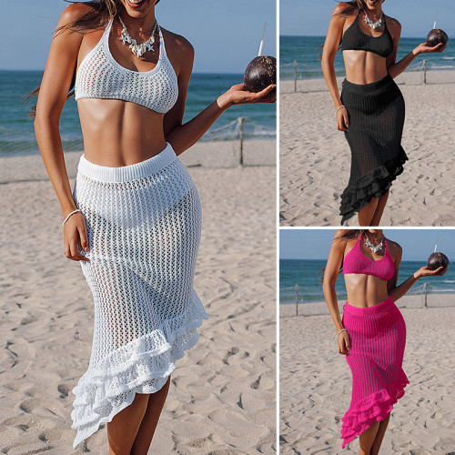 Bikini Strap Oblique Skirt Set Hoodie