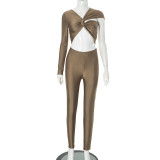 Cross single sleeve ultra short top tight pants two-piece set