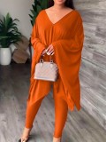 Loose home solid color two-piece set