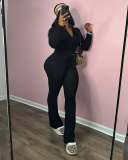 Elastic hip lifting small bell bottom pants set