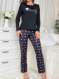 Home clothes, pajamas, two-piece set, heart-shaped letter long sleeved shirt, long pants set
