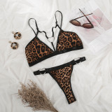 Sexy lingerie leopard print bikini three-point set