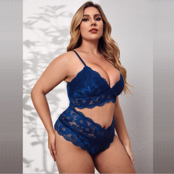 Large size sexy lingerie lace bra two-piece set