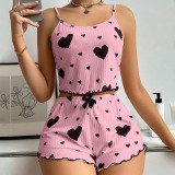 Love printed camisole shorts for wearing pajamas outside