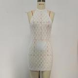 Hollow neck strap, see through backless short sunscreen cover, skirt