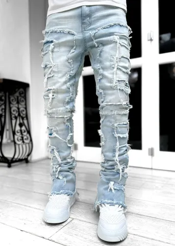 Men's denim straight leg pants