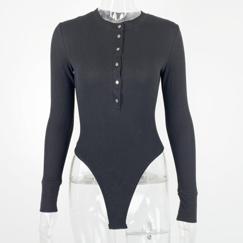 Bottom cotton top ribbed long sleeved jumpsuit