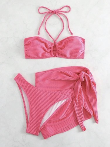 Three piece swimsuit bikini split swimsuit
