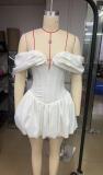 V-neck fish bone tight short dress