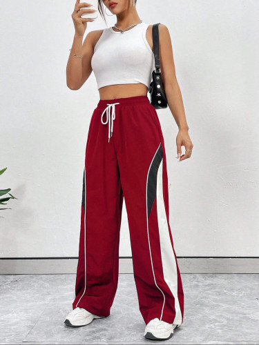 Printed striped patchwork loose pants