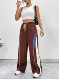 Printed striped patchwork loose pants