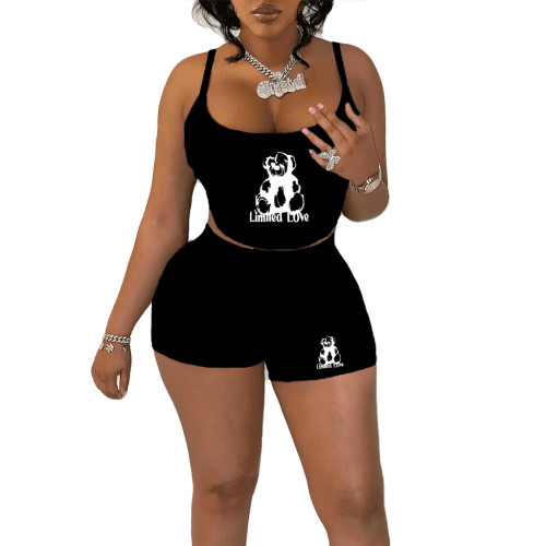 Small suspender shorts set