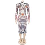 Printed midi skirt jumpsuit