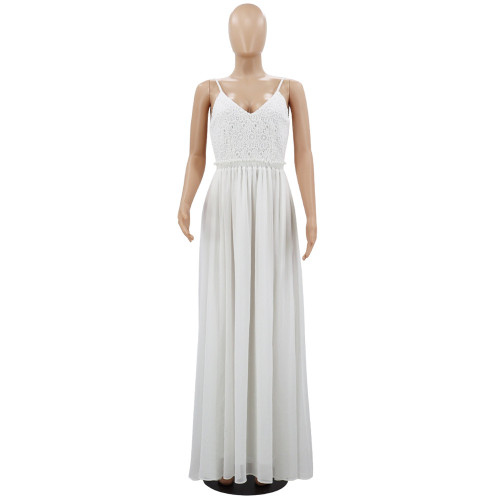 Lace camisole backless chiffon women's dress Y670372203903