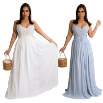 Lace camisole backless chiffon women's dress Y670372203903