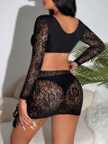 Lace Perspective Short Skirt Set