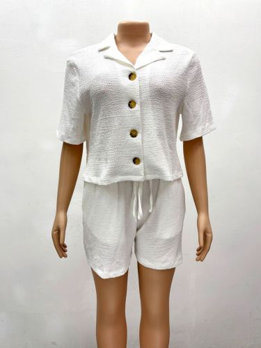 Women's short sleeved shirt shorts two-piece set