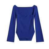 Elastic off shoulder base knit sweater top