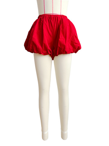 Double layer bubble fluffy elastic band shorts