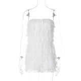 Strapless woolen jumpsuit